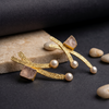 Aurora Pearl &amp; Uncut Stone Gold-Tone Statement Earrings