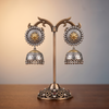Dual-Tone Floral Heritage Oxidised Jhumka Earrings