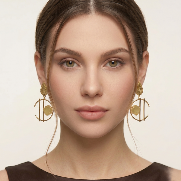 Aurora Geometric Natural Stone Statement Drop Earrings
