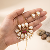 Premium Baroque Pearl Statement Pendant Necklace Set with Handcrafted Meenakari Motif & Matching Stud Earrings | Gold-Plated Ethnic Jewellery