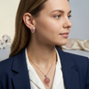 Elegant Pink Marquise Gemstone Teardrop Pendant with Matching Stud Earrings Set