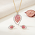 Elegant Pink Marquise Gemstone Teardrop Pendant with Matching Stud Earrings Set