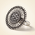 Vintage Oxidised Silver-Tone Oval Filigree Statement Finger Ring | Adjustable Bohemian Cocktail Ring for Women