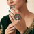 Vintage Peacock Motif Oxidised Silver-Tone Adjustable Finger Ring with Emerald Green Stones & Pearl Accent