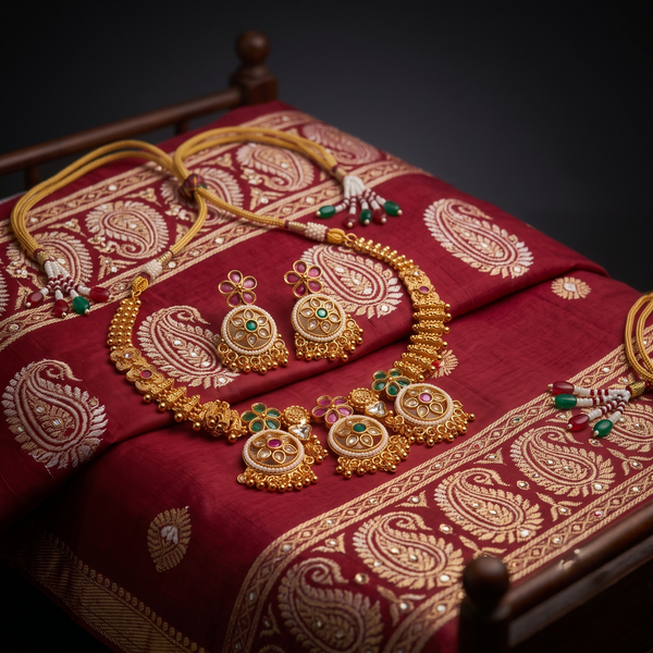 Exquisite Kundan Floral Necklace Set with Matching Drop Earrings