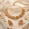 Premium Gold-Tone Elephant Motif statement Necklace and Drop Earrings Set with Multicolour Enamel Detailing