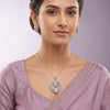 Premium Lavender Crystal Pendant & Earrings Set – Exquisite Silver-Toned Statement Jewellery
